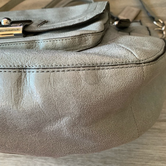 Coach Slate Gray Shimmer Leather Satchel Crossbody Bag - Picture 8 of 15